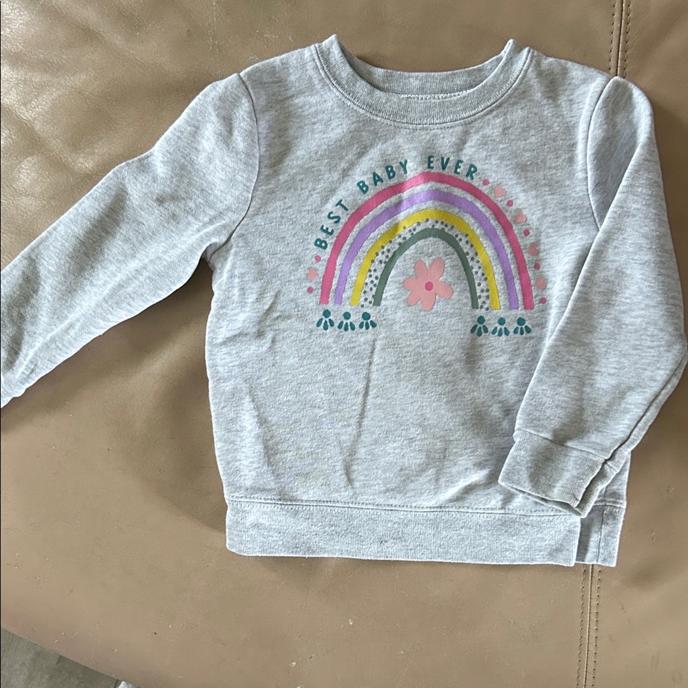 5/$20 Garanimals Gray Sweatshirt with Rainbow and Floral Design